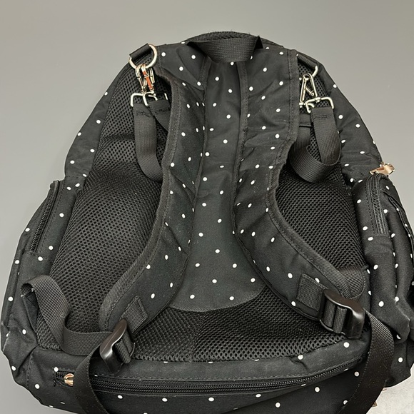 CATEEPBABY Organizer Travel Diaper Backpack black with white polka dots FLAWS! - Picture 9 of 11